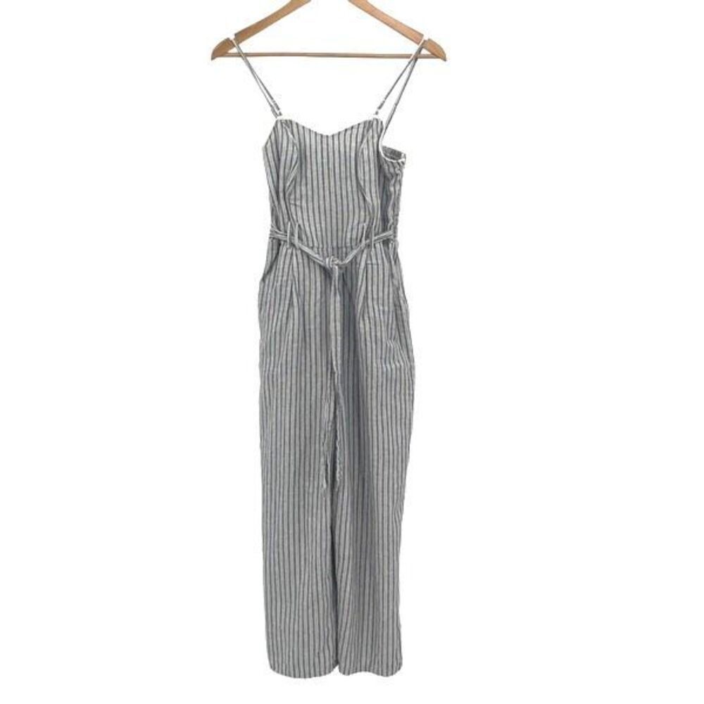 American Eagle Outfitters Striped Jumpsuit - Gray and White